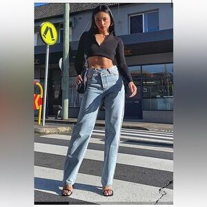 Holly Asymmetric Straight Leg Jean Light Wash Denim​​​